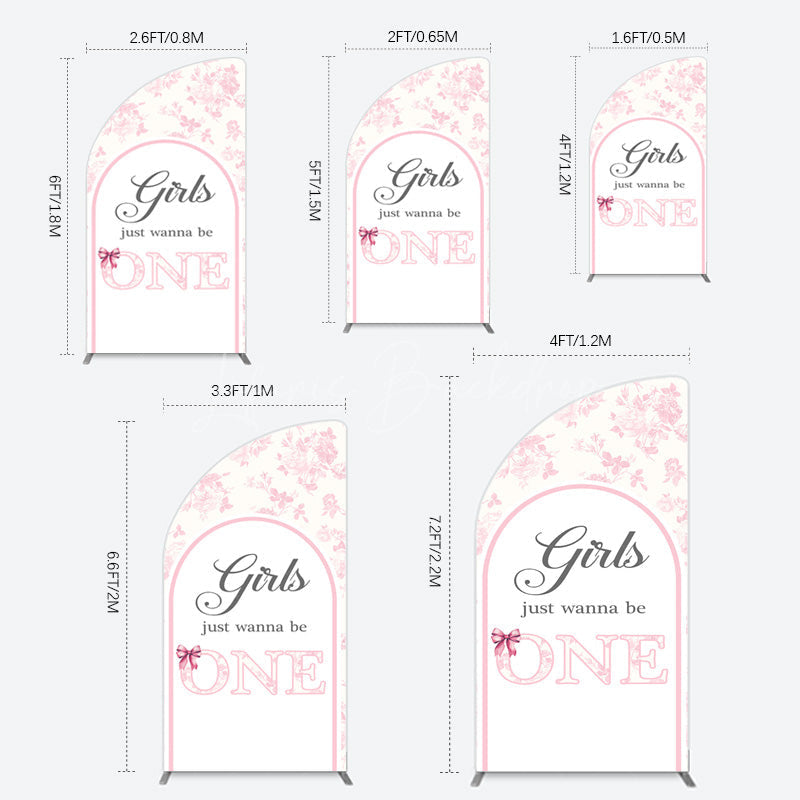 Lofaris Pink Girls Just Wanna Be One Birthday Half Moon Arch Backdrop