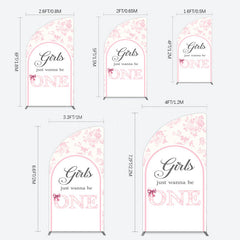 Lofaris Pink Girls Just Wanna Be One Birthday Half Moon Arch Backdrop