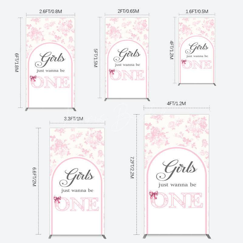 Lofaris Pink Girls Just Wanna Be One Birthday Rectangle Backdrop