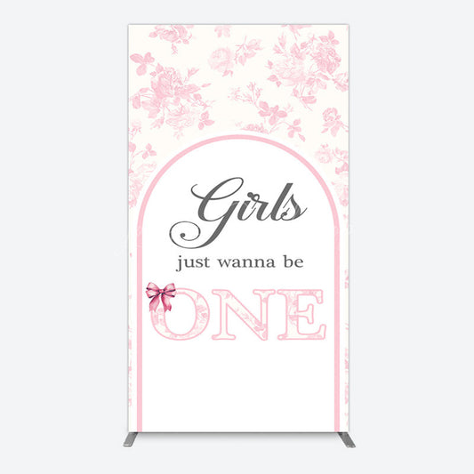 Lofaris Pink Girls Just Wanna Be One Birthday Rectangle Backdrop