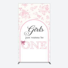 Lofaris Pink Girls Just Wanna Be One Birthday Rectangle Backdrop