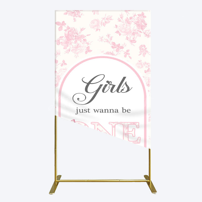 Lofaris Pink Girls Just Wanna Be One Birthday Rectangle Backdrop