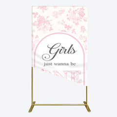 Lofaris Pink Girls Just Wanna Be One Birthday Rectangle Backdrop