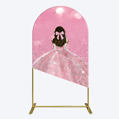 Lofaris Pink Glitter Bokeh Princess Birthday Arch Backdrop
