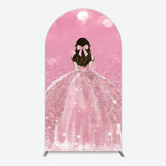 Lofaris Pink Glitter Bokeh Princess Birthday Arch Backdrop