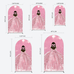 Lofaris Pink Glitter Bokeh Princess Birthday Arch Backdrop