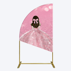 Lofaris Pink Glitter Bokeh Princess Birthday Half Moon Arch Backdrop