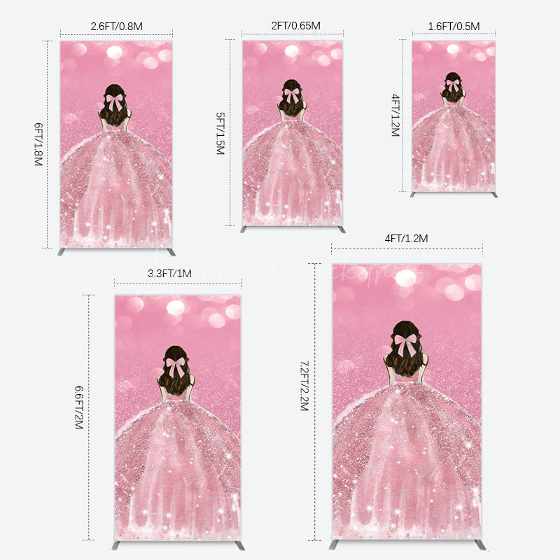 Lofaris Pink Glitter Bokeh Princess Birthday Rectangle Backdrop