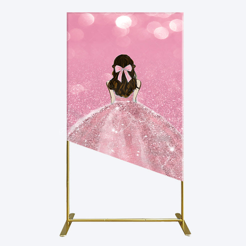 Lofaris Pink Glitter Bokeh Princess Birthday Rectangle Backdrop