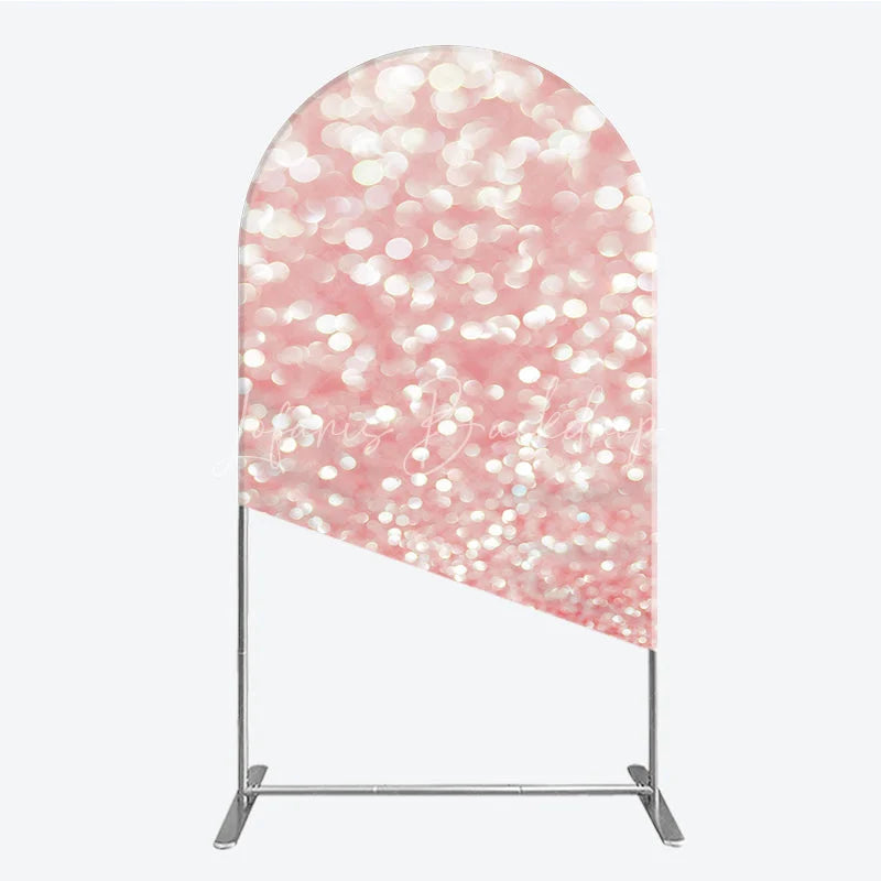 Lofaris Pink Glitter Bokeh Round Top Arch Backdrop Elegant Sparkling Decor for Party