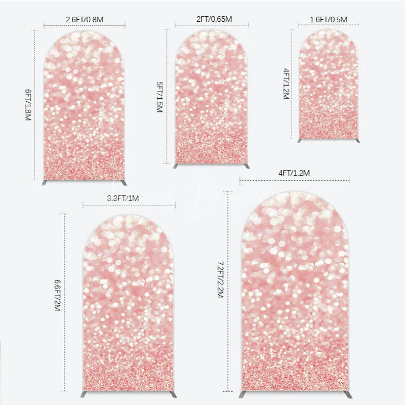 Lofaris Pink Glitter Bokeh Round Top Arch Backdrop Elegant Sparkling Decor for Party