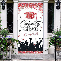 Lofaris Pink Glitter Class of 2025 Congrats Grad Door Cover
