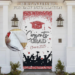 Lofaris Pink Glitter Class of 2025 Congrats Grad Door Cover