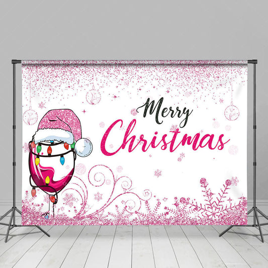 Lofaris Pink Glitter Goblet Hat Merry Christmas Backdrop
