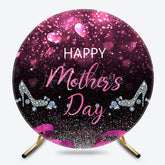 Lofaris Pink Glitter Highheel Round Happy Mothers Day Backdrop