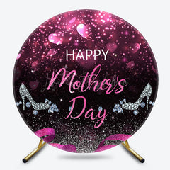 Lofaris Pink Glitter Highheel Round Happy Mothers Day Backdrop