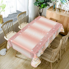 Lofaris Pink Glitter Pattern 9th Birthday Rectangle Tablecloth