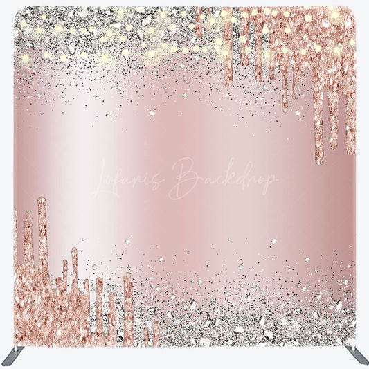 Lofaris Pink Glitter Silver Diamonds Pillow Case Backdrop