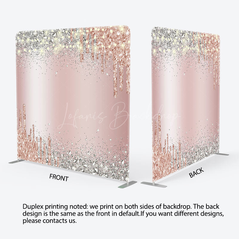 Lofaris Pink Glitter Silver Diamonds Pillow Case Backdrop