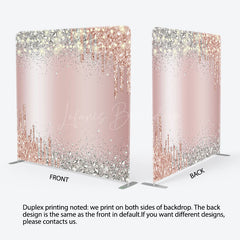 Lofaris Pink Glitter Silver Diamonds Pillow Case Backdrop