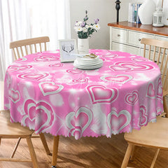 Lofaris Pink Glowing Heart Butterfly Round Tablecloth Dreamy Shiny Love Table Cover for Wedding