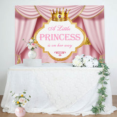 Lofaris Pink Gold Curtain Crown Princess Baby Shower Backdrop