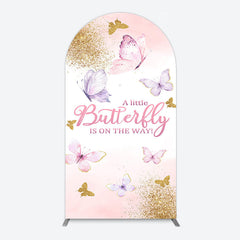 Lofaris Pink Gold Glitter Butterfly Baby Shower Arch Backdrop