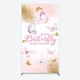 Lofaris Pink Gold Glitter Butterfly Baby Shower Rectangle Backdrop