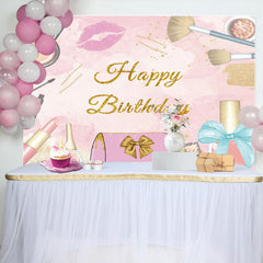 Lofaris Pink Gold Glitter Girls Cosmetics Birthday Backdrop