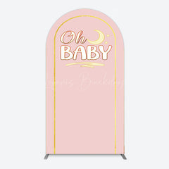 Lofaris Pink Gold Glitter Moon Baby Shower Arch Backdrop