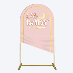 Lofaris Pink Gold Glitter Moon Baby Shower Arch Backdrop