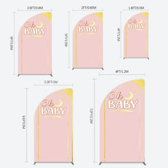 Lofaris Pink Gold Glitter Moon Baby Shower Half Arch Backdrop