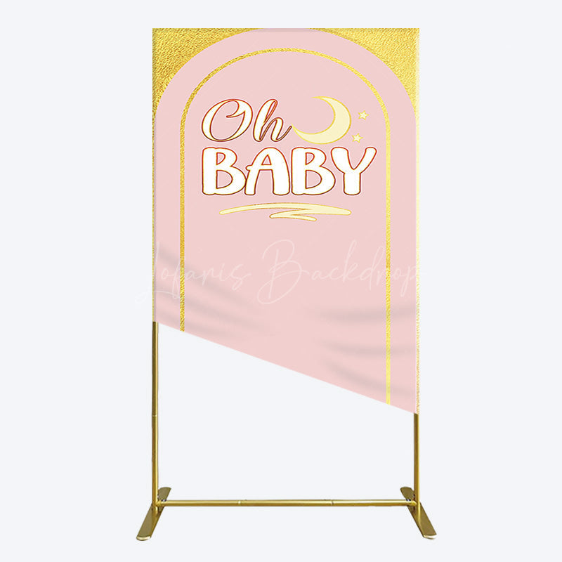 Lofaris Pink Gold Glitter Moon Baby Shower Rectangle Backdrop