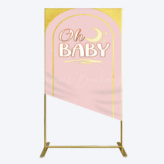 Lofaris Pink Gold Glitter Moon Baby Shower Rectangle Backdrop