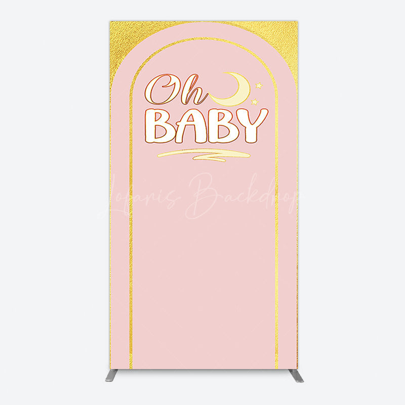 Lofaris Pink Gold Glitter Moon Baby Shower Rectangle Backdrop
