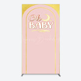 Lofaris Pink Gold Glitter Moon Baby Shower Rectangle Backdrop