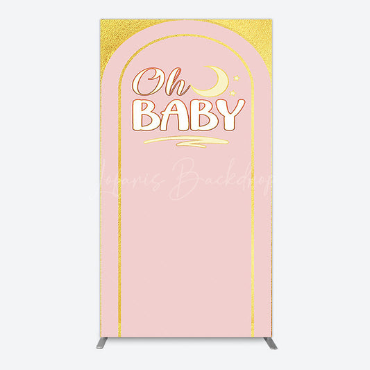 Lofaris Pink Gold Glitter Moon Baby Shower Rectangle Backdrop