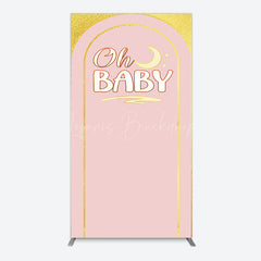 Lofaris Pink Gold Glitter Moon Baby Shower Rectangle Backdrop
