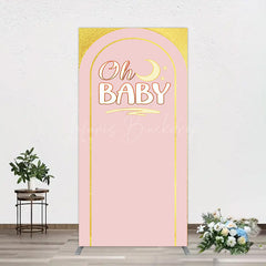 Lofaris Pink Gold Glitter Moon Baby Shower Rectangle Backdrop