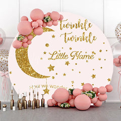 Lofaris Pink Gold Glitter Twinkle Little Star Round Backdrop Dreamy Baby Shower Gender Reveal Party Decor