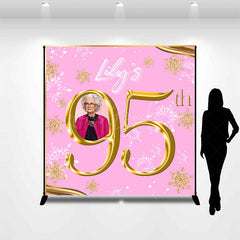 Lofaris Pink Gold Snowflake Custom Photo Birthday Backdrop