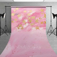 Lofaris Pink Gold Star Sweep Photo Backdrop Abstract Textured Painting Background Cute Celestial Sky Floor Prop