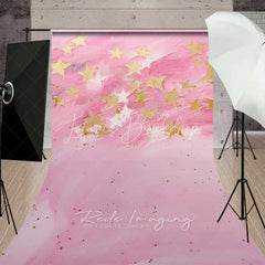 Lofaris Pink Gold Star Sweep Photo Backdrop Abstract Textured Painting Background Cute Celestial Sky Floor Prop