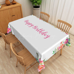Lofaris Pink Happy Birthday Party Rectangular Tablecloth