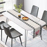 Lofaris Pink Heart Black Plaid Valentines Day Table Runner