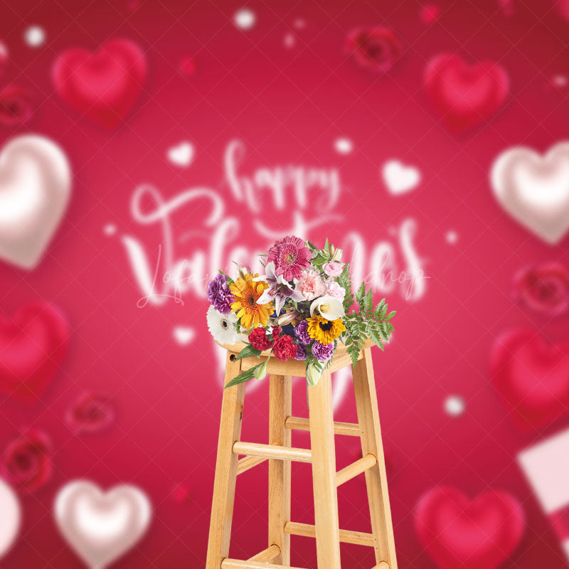Lofaris Pink Heart Gift Box Happy Valentines Day Backdrop