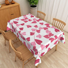 Lofaris Pink Heart Leaf Rectangle Tablecloth Botanical Love Vine Table Cover Sweet Valentine Day Home Decor