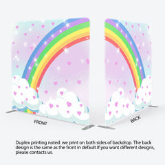 Lofaris Pink Heart Rainbow Cloud Birthday Pillow Case Backdrop