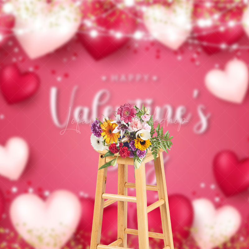 Lofaris Pink Heart Romantic Vibe Valentines Day Backdrop