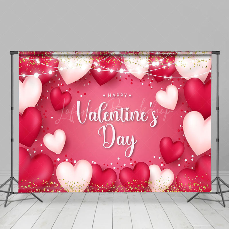 Lofaris Pink Heart Romantic Vibe Valentines Day Backdrop